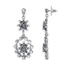 1928 Simulated Crystal & Rose Drop Earrings, Women's, White