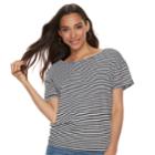 Women's Olivia Sky Striped Tie Accent Tee, Size: Small, Oxford