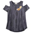 Girls 7-16 Eyelash Cold-shoulder Tie Front Striped Tee, Girl's, Size: Large, Med Grey