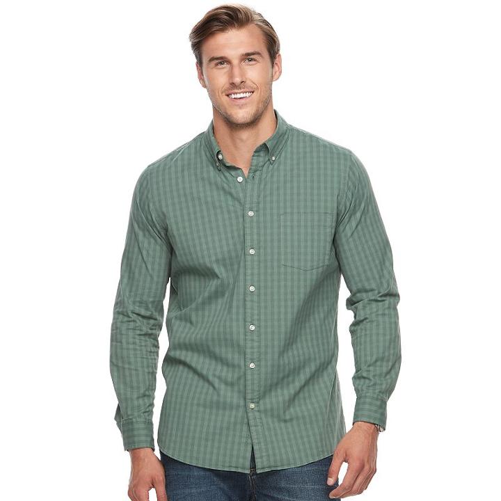 Big & Tall Sonoma Goods For Life Flexwear Modern-fit Button-down Shirt, Men's, Size: Xxl Tall, Green