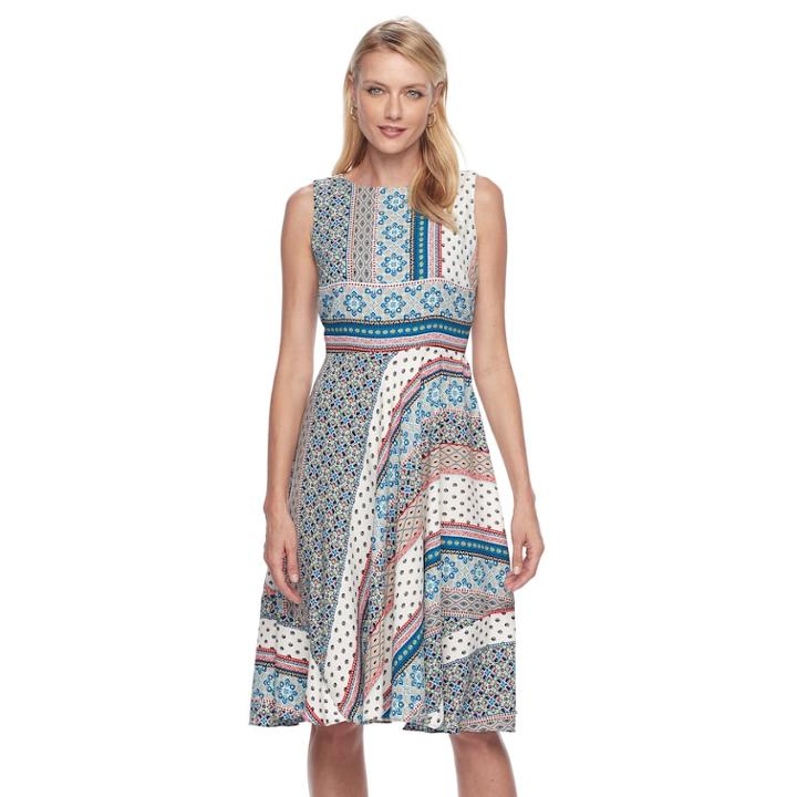 Women's Dana Buchman Sleeveless Paneled Circle Cut Dress, Size: 12, Med Blue