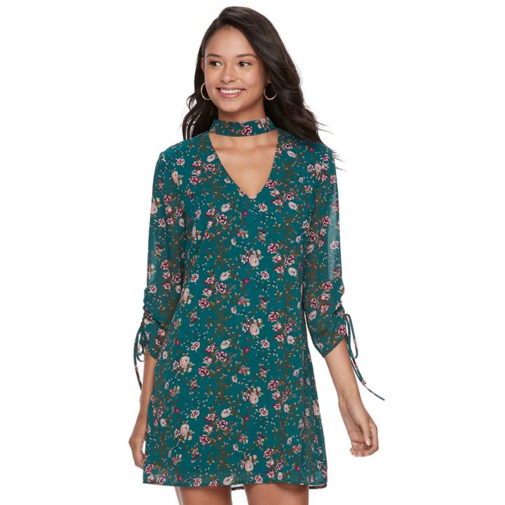 Juniors' Speechless Floral Choker Shift Dress, Teens, Size: Xs, Brt Green
