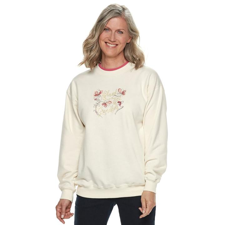 Women's Holiday Crewneck Graphic Sweatshirt, Size: Small, White