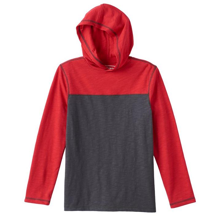 Boys 8-20 Urban Pipeline Colorblock Football Hooded Tee, Boy's, Size: Small, Red