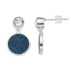 Brilliance Silver-plated Glitter Disc Drop Earrings With Swarovski Crystals, Women's, Blue
