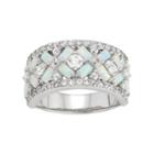 Sterling Silver Lab-created Opal & White Sapphire X Ring, Women's, Size: 7