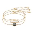 Lc Lauren Conrad Druzy, Feather & Pave Bar Bracelet Set, Women's, Grey