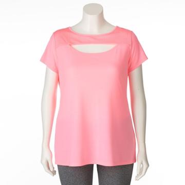 Plus Size Wild Majesty Mesh Yoke Tee, Women's, Size: 3xl, Brt Pink