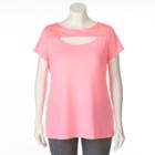 Plus Size Wild Majesty Mesh Yoke Tee, Women's, Size: 3xl, Brt Pink