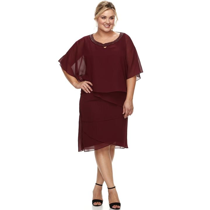Plus Size Le Bos Tiered Dress & Jacket Set, Women's, Size: 16 W, Purple
