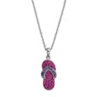 Silver Luxuries Silver Tone Flip Flop Pendant Necklace, Women's, Pink