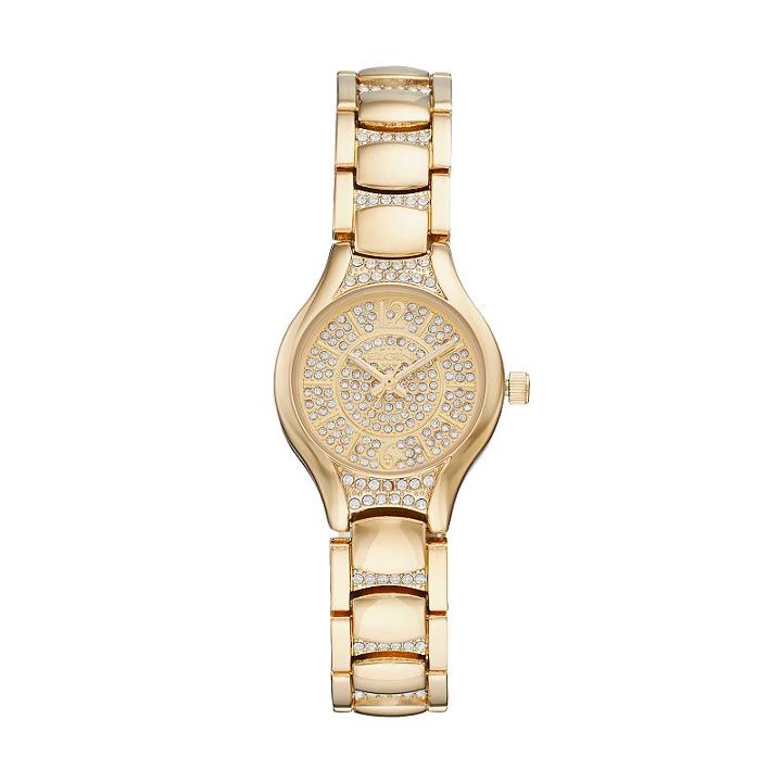 Elgin Women's Cubic Zirconia Pave Watch, Yellow