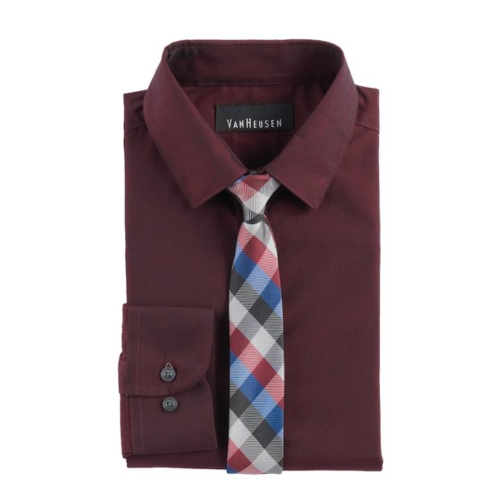 Boys 8-20 Van Heusen Iridescent Shirt & Tie Set, Size: 10-12, Dark Red