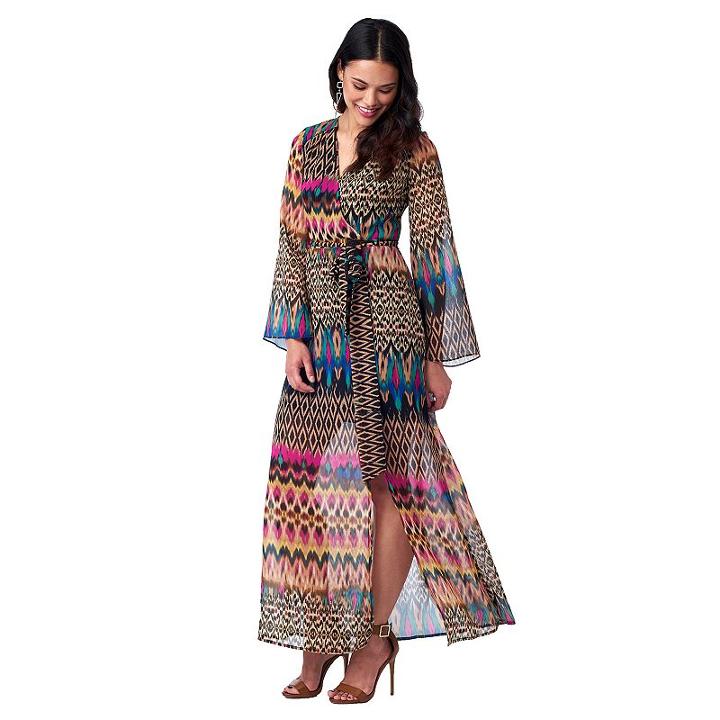 Women's Indication By Eci Abstract Faux-wrap Maxi Dress, Size: 12, Turquoise/blue (turq/aqua)