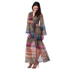 Women's Indication By Eci Abstract Faux-wrap Maxi Dress, Size: 12, Turquoise/blue (turq/aqua)