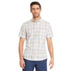 Men's Izod Classic-fit Essential Plaid Chambray Woven Button-down Shirt, Size: Small, Drk Orange