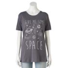 Juniors' Give Me Some Space Graphic Tee, Teens, Size: Large, Grey Other