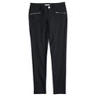 Girls' 7-16 Mudd&reg; Zipper-pocket Ponte Skinny Pants, Size: 7, Black