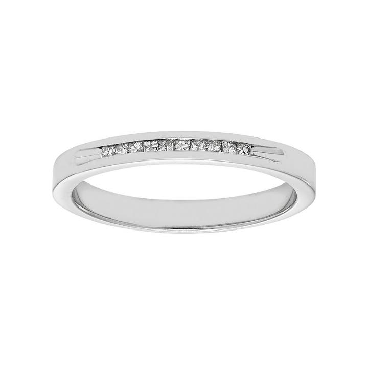 14k White Gold 1/10 Carat T.w. Diamond Anniversary Ring, Women's, Size: 6