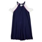 Girls 7-16 Fire Cold Shoulder Baseball Dress, Size: Medium, Blue (navy)