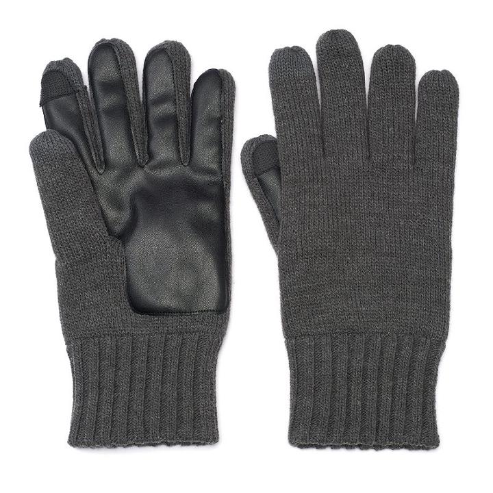 Men's Apt. 9&reg; Knit Gloves, Size: L/xl, Dark Grey