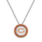 Chicago Bears Team Logo Crystal Pendant Necklace - Made With Swarovski Crystals, Women's, Size: 18, Orange