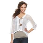 Women's Nina Leonard Open-work Embellished Cardigan, Size: Medium, White