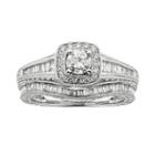 14k White Gold 1-ct. T.w. Igl Certified Round-cut Diamond Frame Ring Set, Women's, Size: 8.50