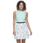 Juniors' Speechless Floral Lace Skater Dress, Girl's, Size: Small, Turquoise/blue (turq/aqua)