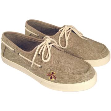 Men's Iowa State Cyclones Captain Boat Shoes, Size: 11, Beig/green (beig/khaki)