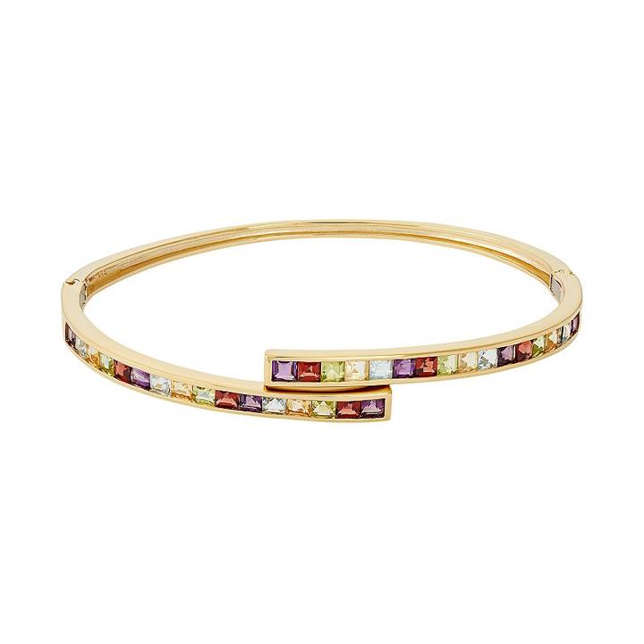 Gemstone 18k Gold Over Silver Bypass Cuff Bracelet, Women's, Multicolor
