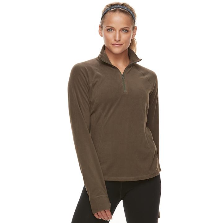 Women's Tek Gear&reg; 1/4 Zip Microstretch Top, Size: Medium, Dark Green