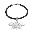 Insignia Collection Sterling Silver And Leather Maltese Cross And Axe Charm Bracelet, Size: 7.5, Multicolor