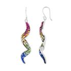Silver Radiance Crystal Rainbow Corkscrew Drop Earrings, Women's, Multicolor