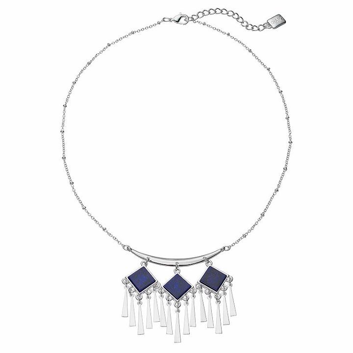 Chaps Blue Square Chandelier Fringe Necklace, Women's, Navy