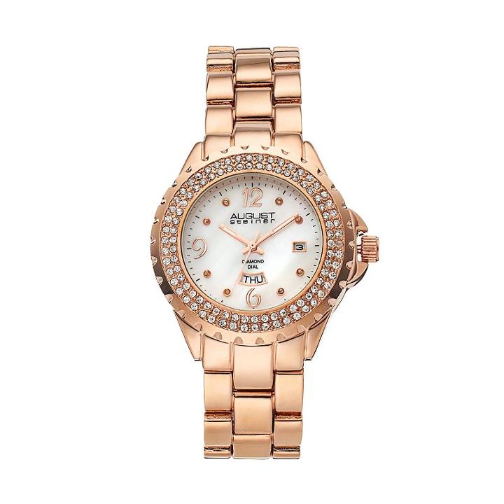 August Steiner Women's Diamond & Crystal Watch, Pink