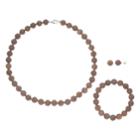 Sterling Silver Agate Bead Necklace Bracelet & Earring Set, Women's, Grey