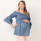Maternity Lc Lauren Conrad Smocked Off-the-shoulder Top, Women's, Size: M-mat, Blue