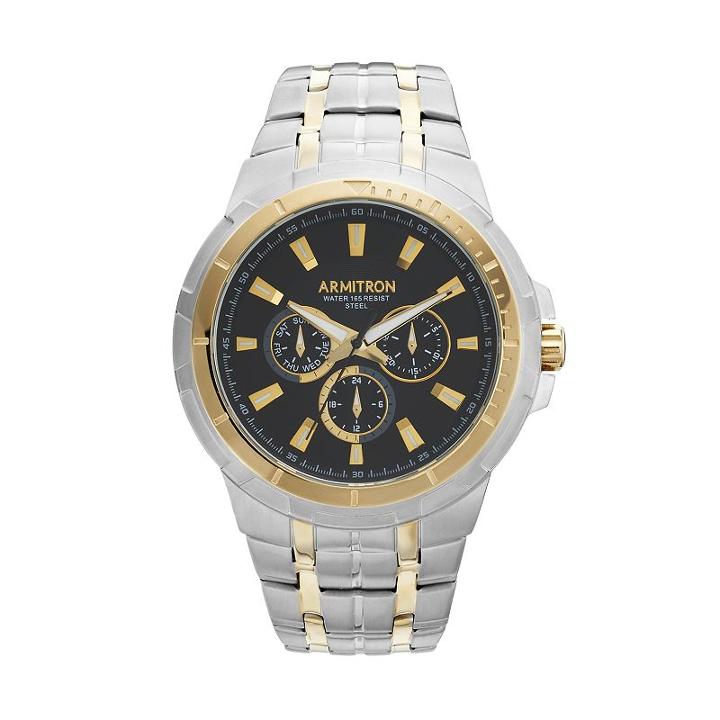 Armitron Men's Two Tone Stainless Steel Watch, Size: Xl, Silver