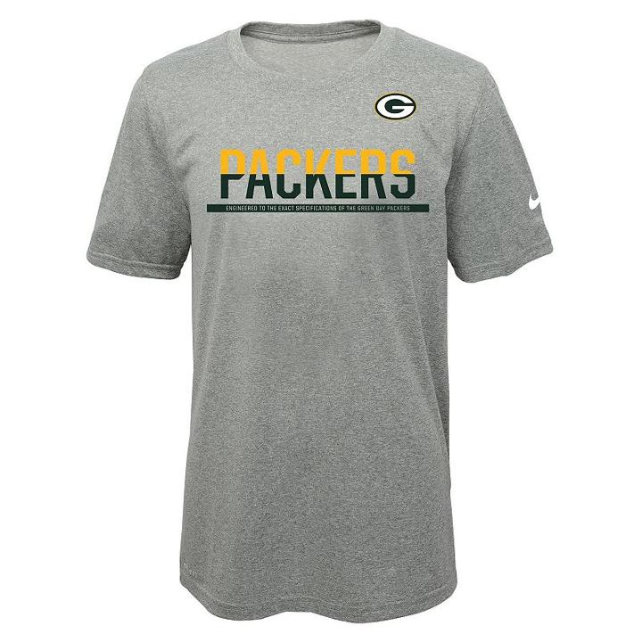 Boys 8-20 Nike Green Bay Packers Practice Dri-fit Tee, Boy's, Size: L(14/16), Dark Grey