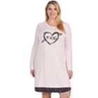 Plus Size Cuddl Duds Simply Sweet Long Sleeve Crewneck Sleep Shirt, Women's, Size: 1xl, Grey (charcoal)