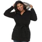Juniors' Plus Size Urban Republic Faux-fur Hood Fleece Coat, Teens, Size: 1xl, Black