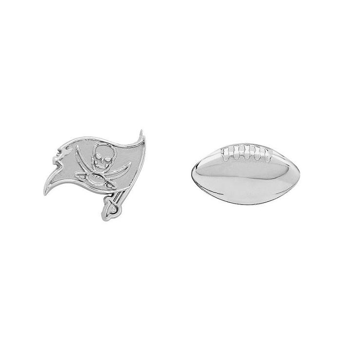 Tampa Bay Buccaneers Team Logo & Football Mismatch Stud Earrings, Women's, Grey