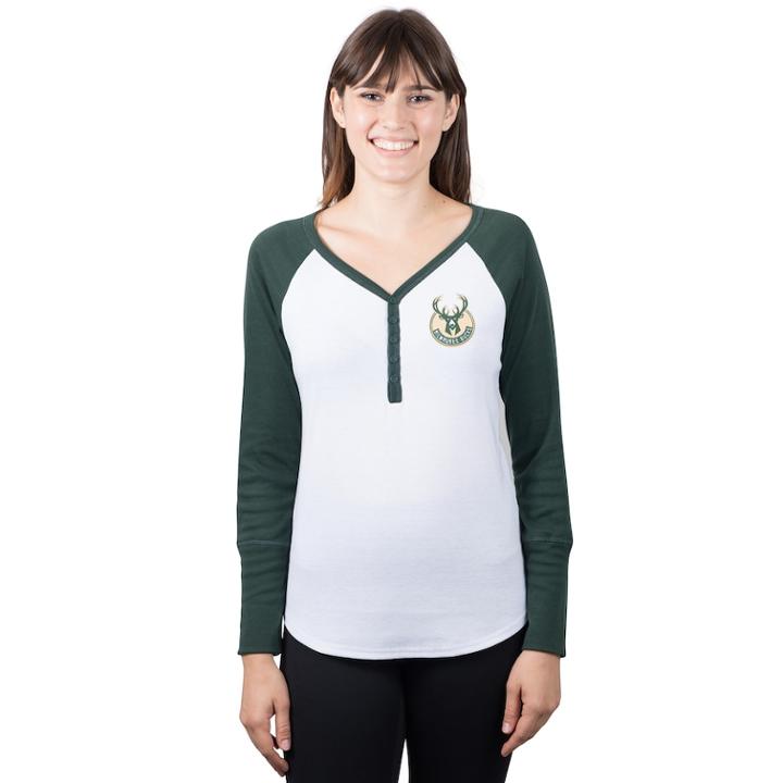 Women's Milwaukee Bucks Raglan Tee, Size: Large, White