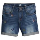 Girls 7-16 So&reg; Rolled Cuff Fashion Midi Denim Shorts, Size: 12, Dark Blue
