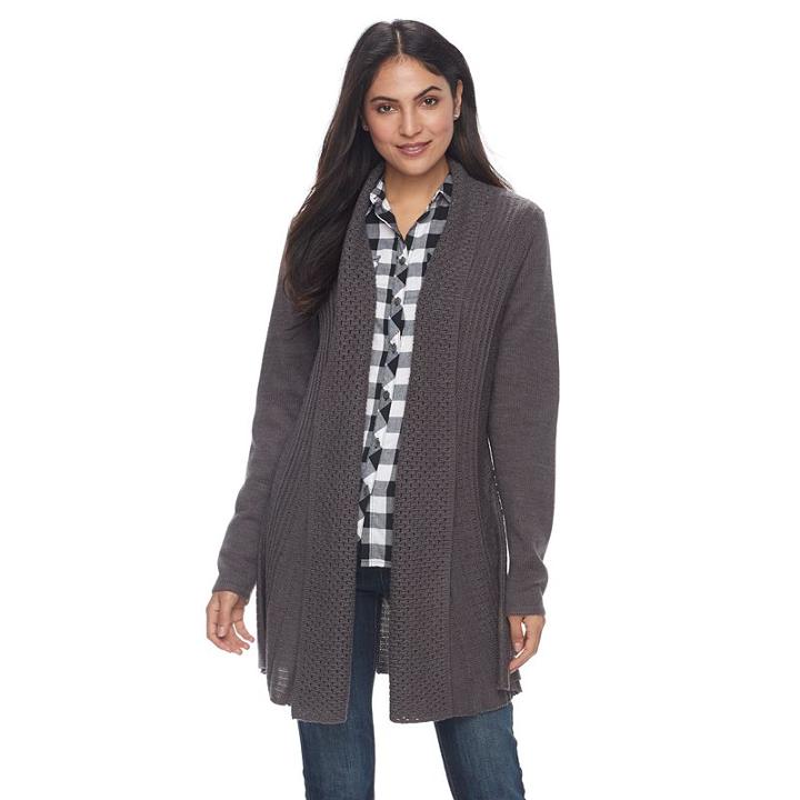 Women's Napa Valley Textured Open-front Cardigan, Size: Xl, Dark Brown