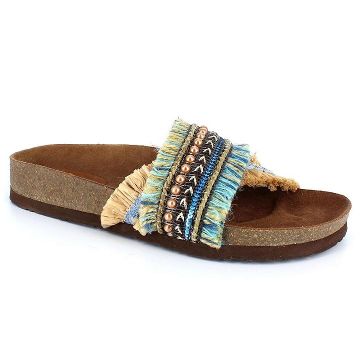 Dolce By Mojo Moxy Chisomo Women's Slide Sandals, Girl's, Size: 7, Turquoise/blue (turq/aqua)