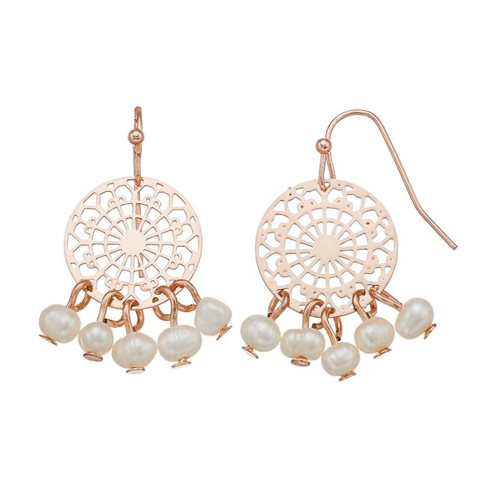 Lc Lauren Conrad Filigree Disc Simulated Pearl Earrings, Women's, White