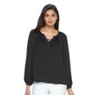 Women's Jennifer Lopez Lace-up Blouse, Size: Xl, Black