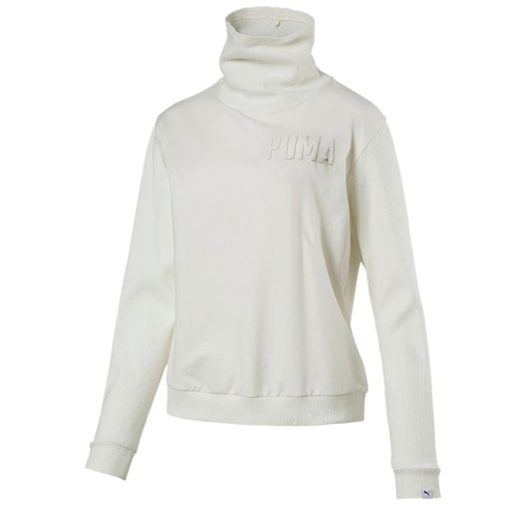 Women's Puma Fusion Turtleneck Sweatshirt, Size: Small, White